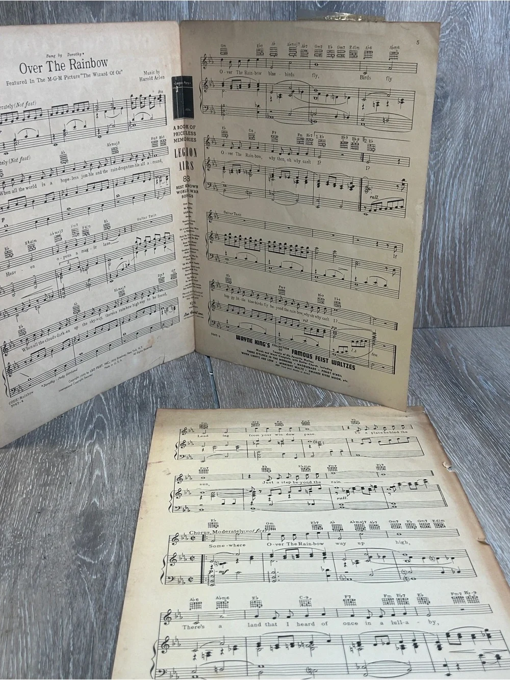 Vintage 1939 Wizard of Oz Framed Sheet Music Over The Rainbow Judy Garland